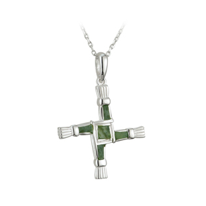 Stock image of Connemara marble St Brigids Cross necklace S44703