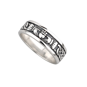 mens silver claddagh band s2828 from Solvar jewellery