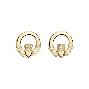 Solvar gold claddagh stud earrings s3356